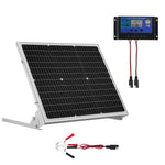 VEVOR 50W 12V Solar Battery Trickle Charger Maintainer, Mono Solar Panel Battery Charger with Upgraded MPPT Controller & Adjustable Mount Bracket, IP65 Waterproof for Car Boat RV Trailer House Roof