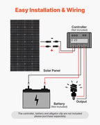 VEVOR 200W Monocrystalline Solar Panel, 23% High-Efficiency Mono PV Module with Stable MC4 Output & Aluminum Frame, IP65 Waterproof Solar Panel for Car Boat RV Flat Rooftop Off-Grid Applications