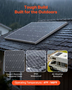 VEVOR 100W Monocrystalline Solar Panel, 23% High-Efficiency Mono PV Module with Stable MC4 Output & Aluminum Frame, IP65 Waterproof Solar Panel for Car Boat RV Flat Rooftop Off-Grid Applications