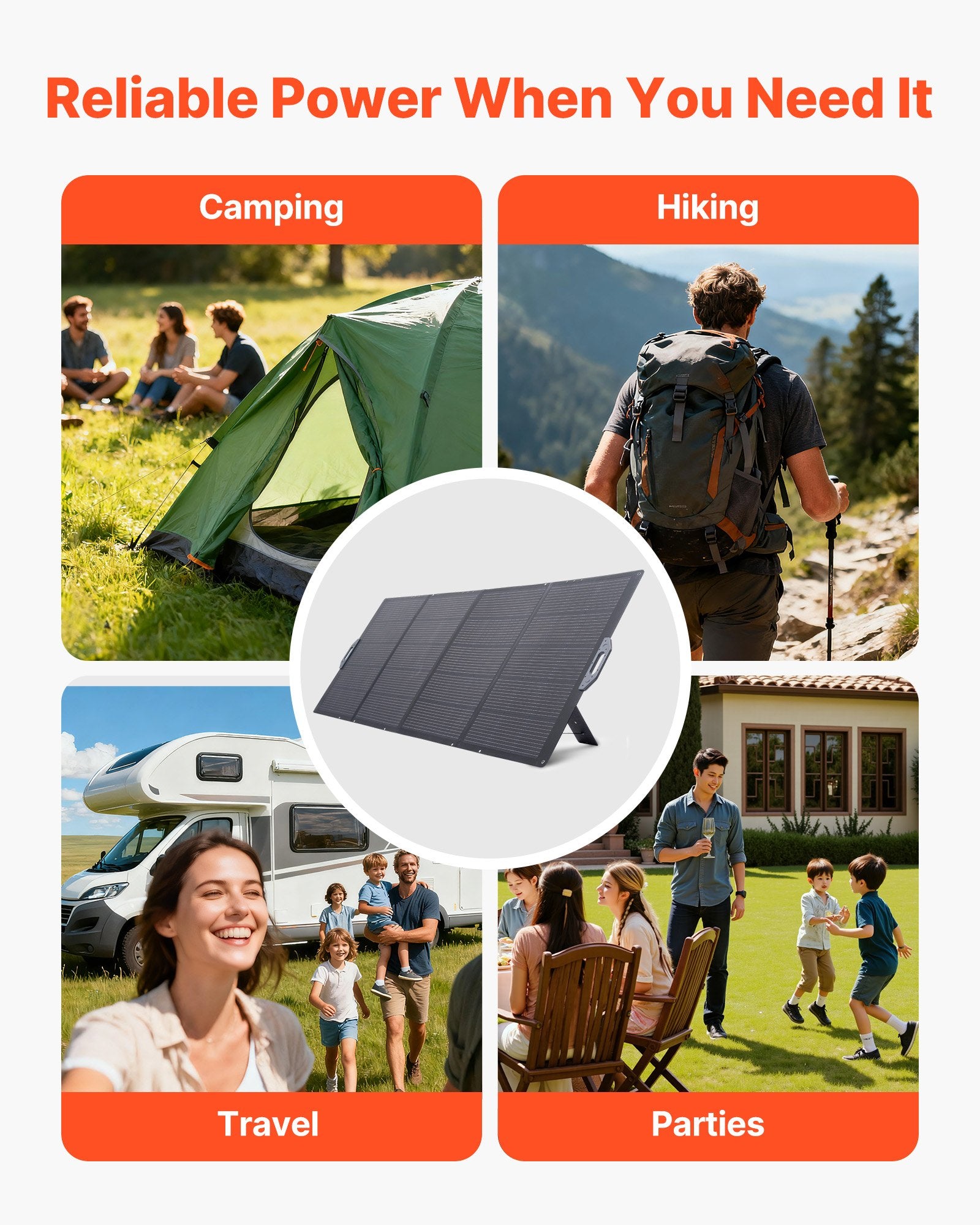 VEVOR 400W Foldable Solar Panel, 24% High-Efficiency Portable Monocrystalline Solar Panel Charger with MC4 Output & 10-in-1 DC Adapter, IP67 Waterproof for Power Stations, Camping, Hiking Trips
