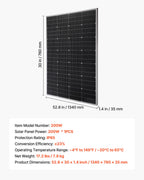 VEVOR 200W Monocrystalline Solar Panel, 23% High-Efficiency Mono PV Module with Stable MC4 Output & Aluminum Frame, IP65 Waterproof Solar Panel for Car Boat RV Flat Rooftop Off-Grid Applications