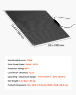 VEVOR Flexible Solar Panel, 100W Semi-Flexible Bendable Monocrystalline Solar Panel, 23% Efficiency Mono Off-Grid Charger with MC4 Output, IP67 Waterproof for Marine RV Car Cabin Curved Surfaces