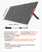 VEVOR 300W Foldable Monocrystalline Solar Panel, 23% High-Efficiency Portable Mono Solar Panel Charger with MC4 Output & 10-in-1 DC Adapters, IP67 Waterproof for Power Stations, Camping, Hiking Trips