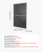 VEVOR 2PCS 400W Bifacial Solar Panels, 16BB N-Type Monocrystalline PV Module 24% Efficiency, IP65 Waterproof Solar Panel with MC4 Output & Aluminum Frame for Car Boat RV Flat Rooftop Off-Grid