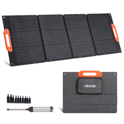 VEVOR 150W Foldable Monocrystalline Solar Panel, 23% Efficiency Portable ETFE Mono Solar Panel Charger with MC4 Output, Type-C, QC3.0 USB & DC Ports, IP67 Waterproof for Power Stations Camping Hiking
