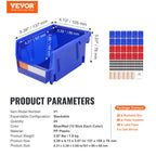 VEVOR Plastic Storage Bin, (5-Inch x 4-Inch x 3-Inch), Hanging Stackable Storage Organizer Bin, Blue/Red, 24-Pack, Heavy Duty Stacking Containers for Closet, Kitchen, Office, or Pantry Organization