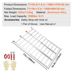 VEVOR Aluminum Ramps, 1500 lbs, Tri-Fold Ramp with Load Straps, Folding Loading Ramp for Motorcycle, Tractor, ATV/UTV, Trucks, Lawn Mower, Snow Blower, 77"L x 54"W, 1 Pc