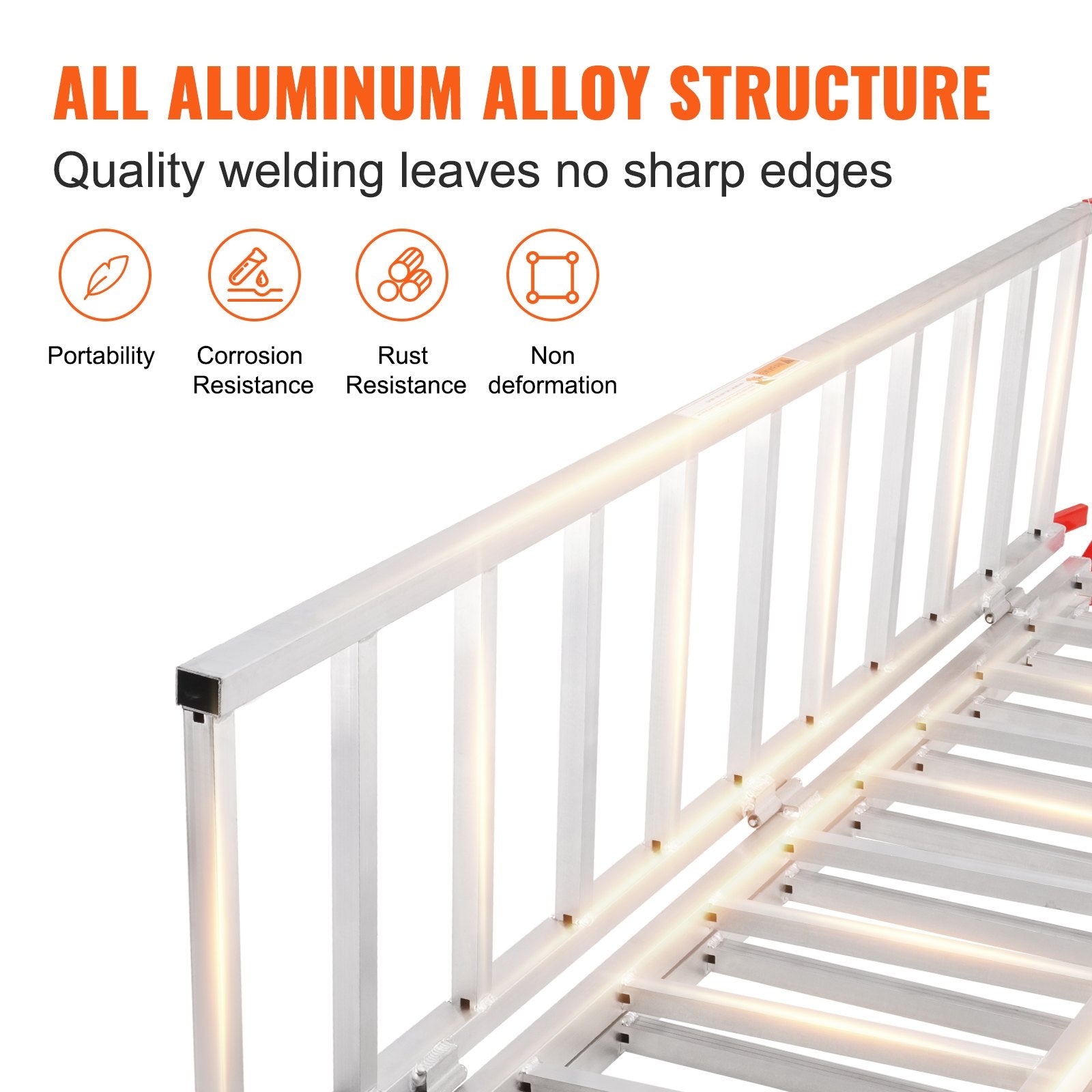 VEVOR Aluminum Ramps, 1500 lbs, Tri-Fold Ramp with Load Straps, Folding Loading Ramp for Motorcycle, Tractor, ATV/UTV, Trucks, Lawn Mower, Snow Blower, 77"L x 54"W, 1 Pc