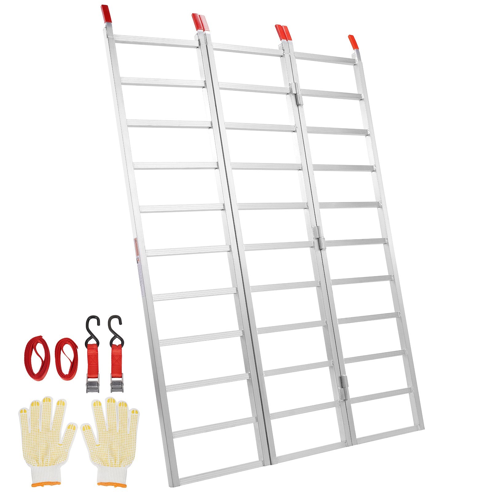VEVOR Aluminum Ramps, 1500 lbs, Tri-Fold Ramp with Load Straps, Folding Loading Ramp for Motorcycle, Tractor, ATV/UTV, Trucks, Lawn Mower, Snow Blower, 77"L x 54"W, 1 Pc