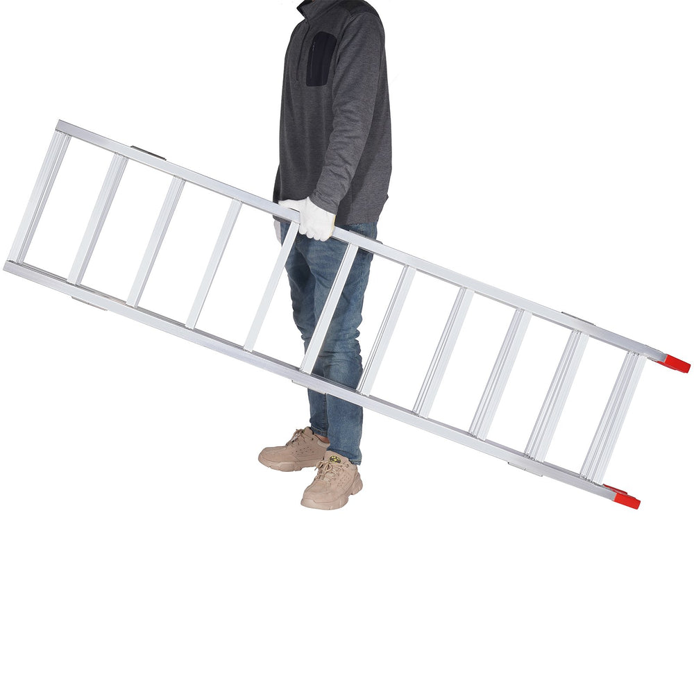 VEVOR Aluminum Ramps, 1500 lbs, Tri-Fold Ramp with Load Straps, Folding Loading Ramp for Motorcycle, Tractor, ATV/UTV, Trucks, Lawn Mower, Snow Blower, 77"L x 54"W, 1 Pc