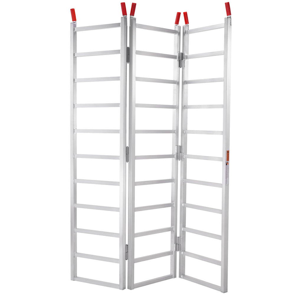 VEVOR Aluminum Ramps, 1500 lbs, Tri-Fold Ramp with Load Straps, Folding Loading Ramp for Motorcycle, Tractor, ATV/UTV, Trucks, Lawn Mower, Snow Blower, 77"L x 54"W, 1 Pc