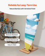 VEVOR Vertical Surfboard Stand, Wooden Surfboard Rack for Storage and Display, Adjustable & Freestanding Board Stand Organizer with Padding, for Wakeboards, Snowboards, Kiteboards, Shortboard, Skis