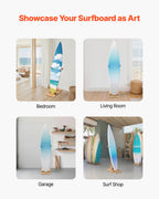 VEVOR Vertical Surfboard Stand, Wooden Surfboard Rack for Storage and Display, Adjustable & Freestanding Board Stand Organizer with Padding, for Wakeboards, Snowboards, Kiteboards, Shortboard, Skis