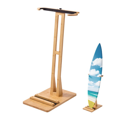 VEVOR Vertical Surfboard Stand, Wooden Surfboard Rack for Storage and Display, Adjustable & Freestanding Board Stand Organizer with Padding, for Wakeboards, Snowboards, Kiteboards, Shortboard, Skis