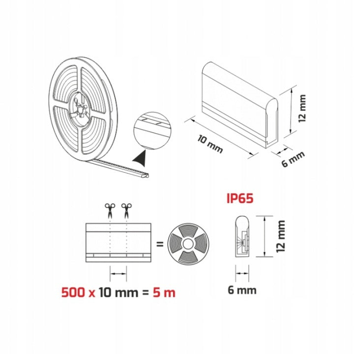 LED NEON FLEX IP65 4000K 5M 11W/M