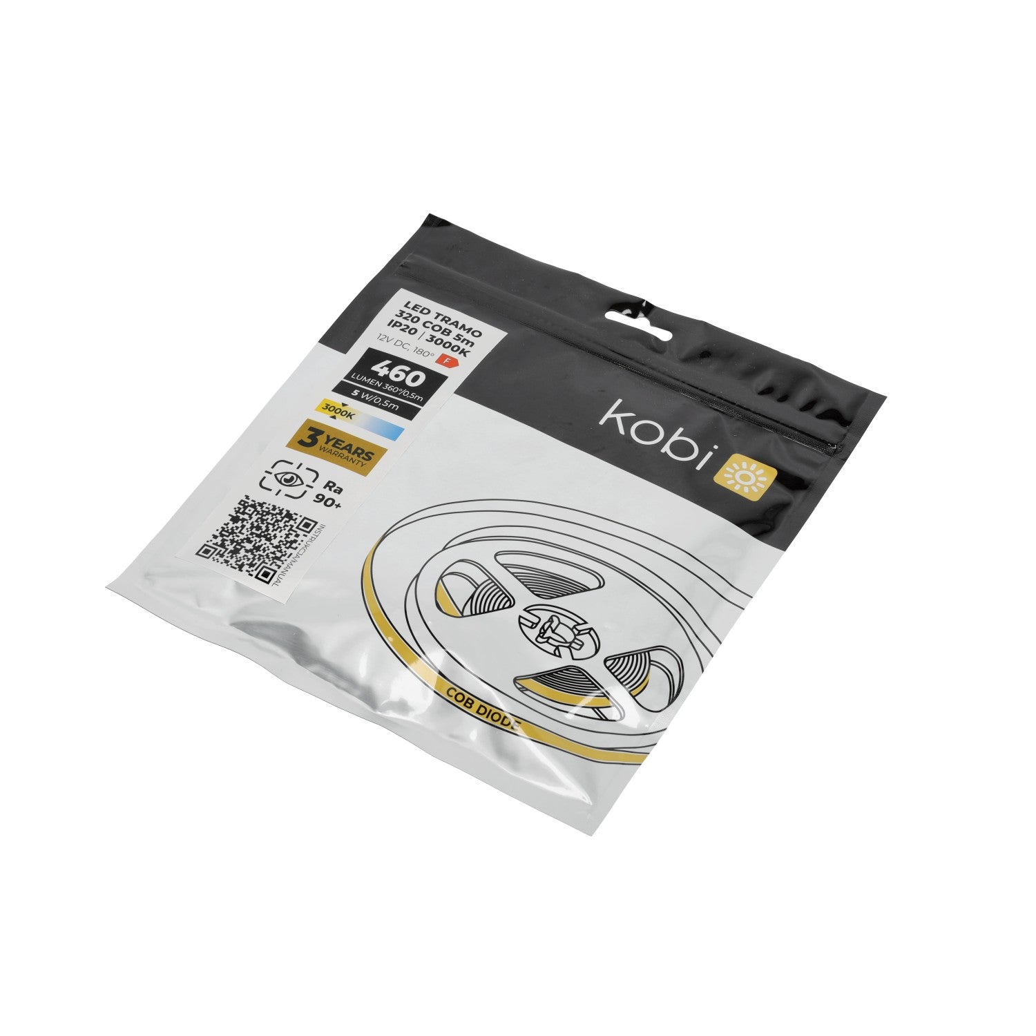 LED strip TRAMO 320 COB 5m 3000K IP20 Kobi Premium