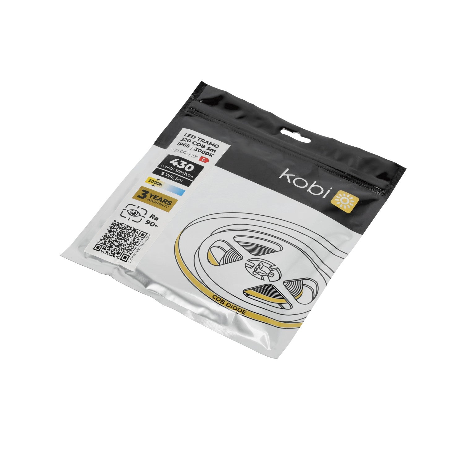 LED strip TRAMO 320 COB 5m 3000K IP65 Kobi Premium