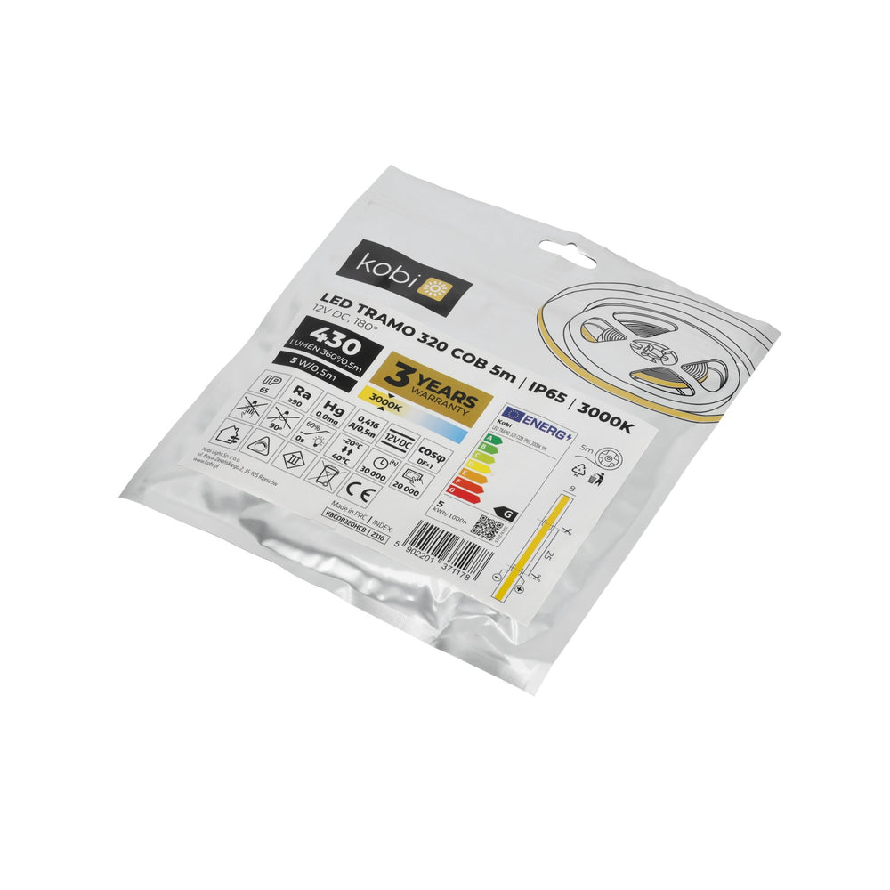 LED strip TRAMO 320 COB 5m 3000K IP65 Kobi Premium