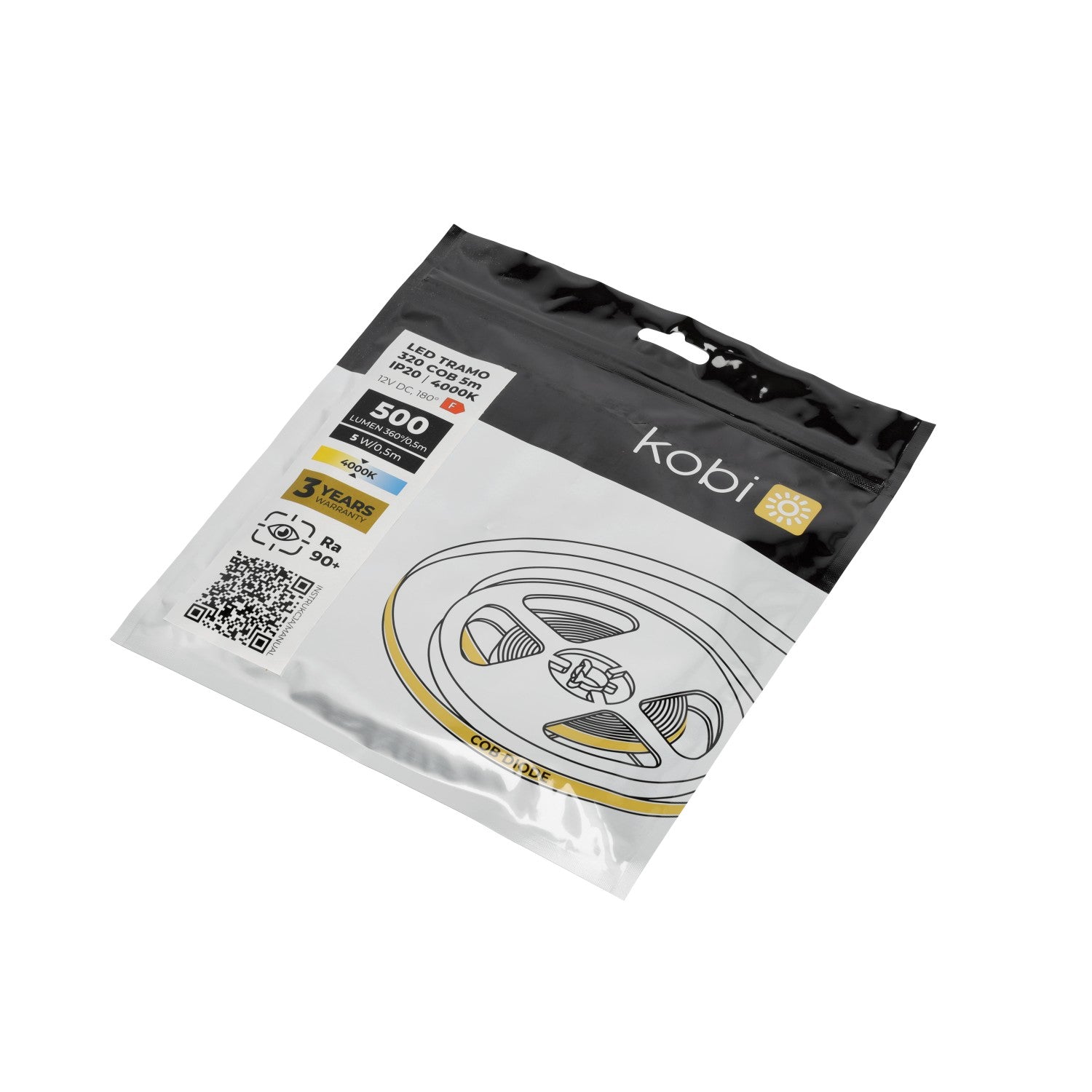 LED strip TRAMO 320 COB 5m 4000K IP20 Kobi Premium