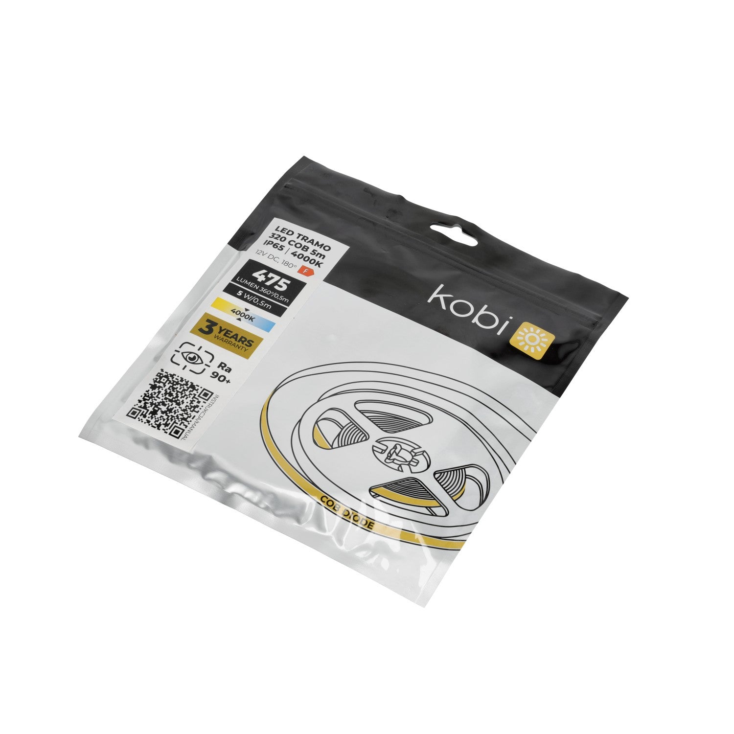 LED strip TRAMO 320 COB 5m 4000K IP65 Kobi Premium