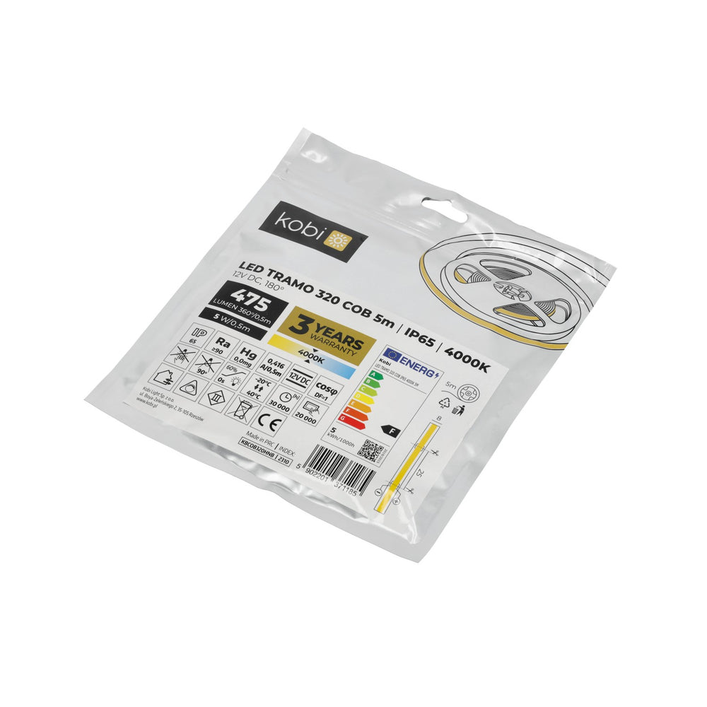 LED strip TRAMO 320 COB 5m 4000K IP65 Kobi Premium
