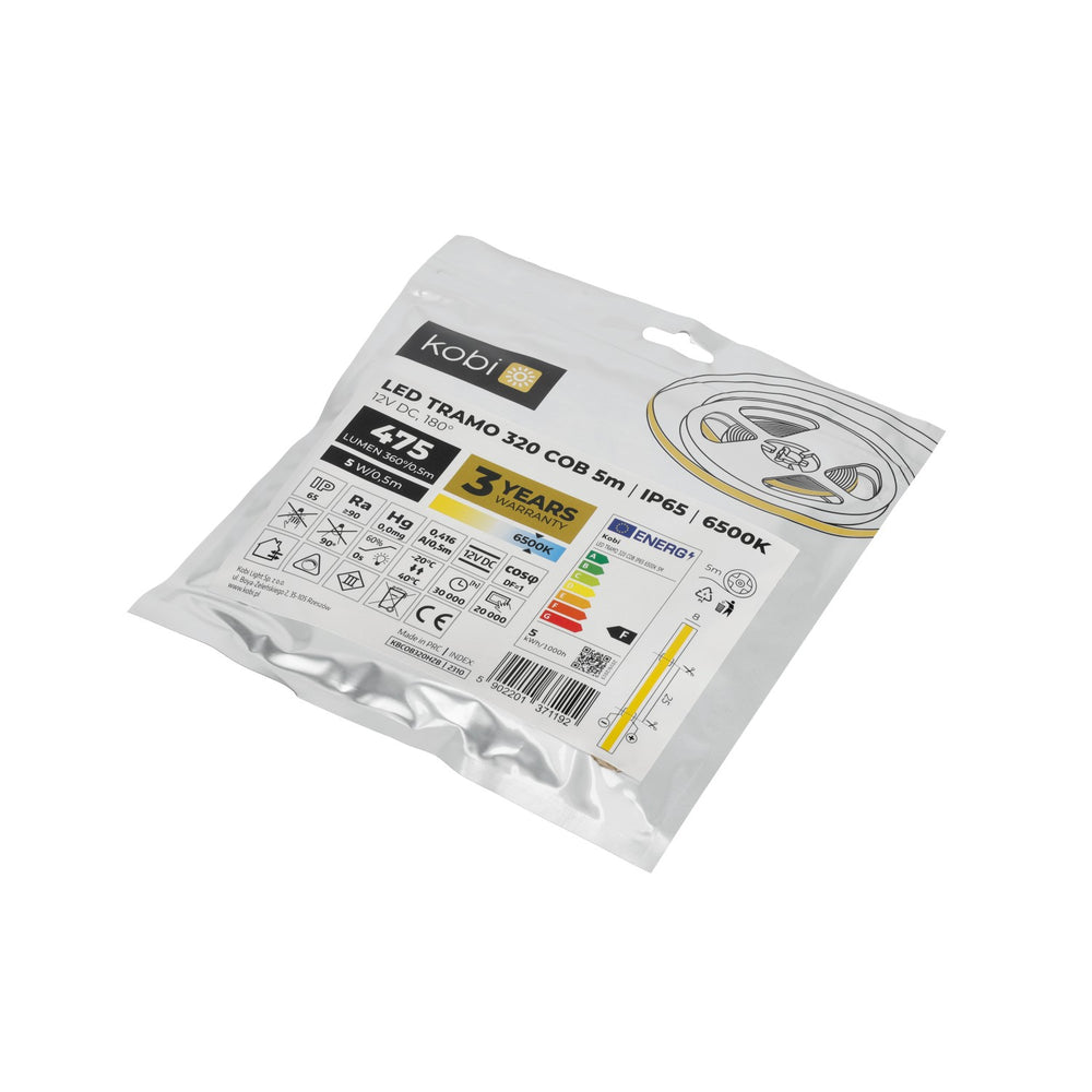 LED strip TRAMO 320 COB 5m 6500K IP65 Kobi Premium