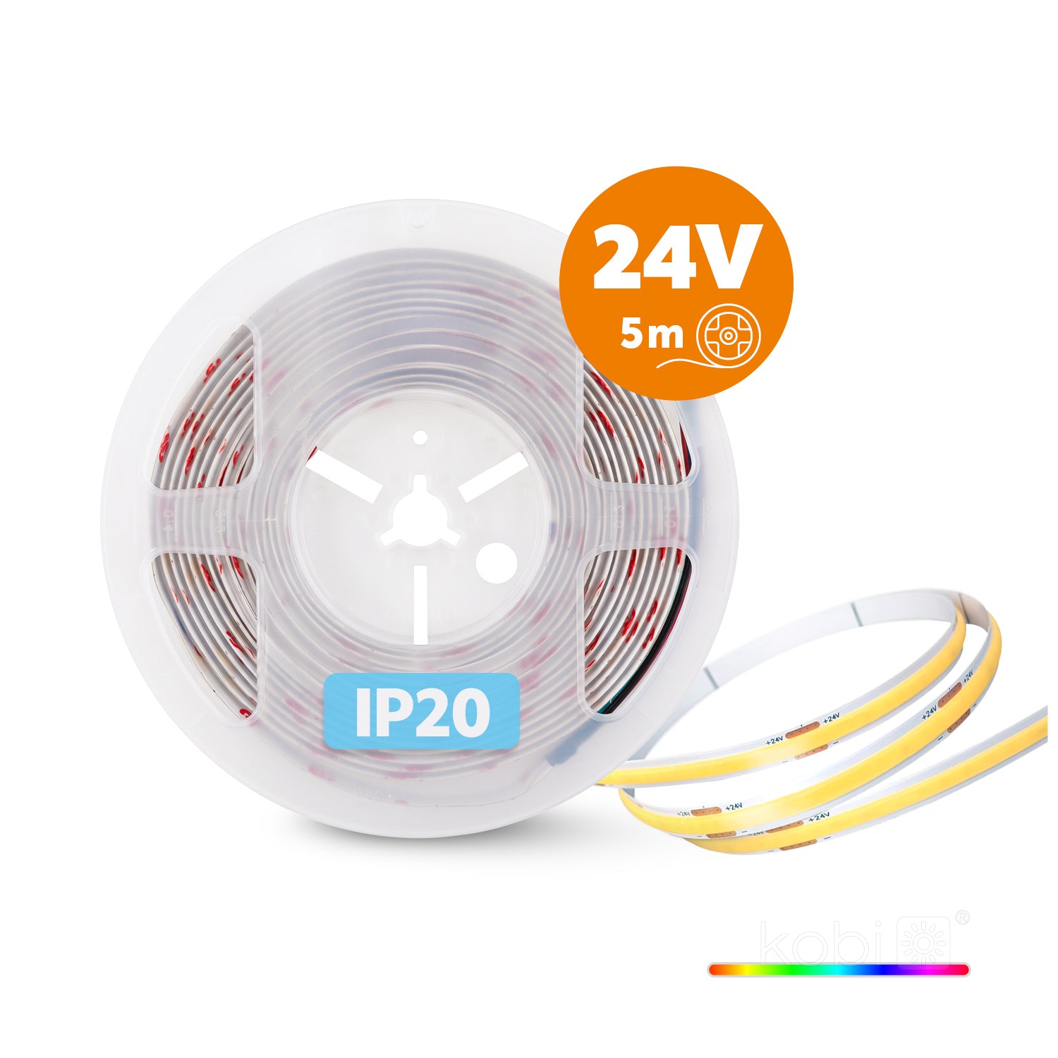 LED stripe TRAMO 672 COB 5m RGB 24V IP20 Kobi Premium