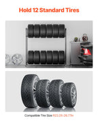 VEVOR Rolling Tire Storage Rack, 2-Shelf Tire Holder and Transport Trailer for Garage, Heavy-Duty Steel Tire Storage Cart with Wheel, Adjustable Height & Protective Cover, Hold up to 12 Standard Tires