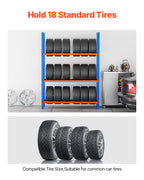 VEVOR Tire Storage Rack, 3-Shelf Tire Holder Holds up to 18 Standard Tires, SPCC-SD Heavy Duty Metal Tire Carrier Stand with Adjustable Spacing for Garage Workshop, 660LBS Loading Capacity