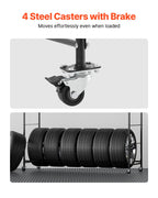 VEVOR Rolling Tire Storage Rack, 2-Shelf Tire Holder and Transport Trailer for Garage, Heavy-Duty Steel Tire Storage Cart with Wheel, Adjustable Height & Protective Cover, Hold up to 12 Standard Tires