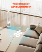 VEVOR Tower Fan Bladeless, 15.4ft/s Velocity Floor Fan that Blows Cold Air, 80° Oscillating 8-Speed Fans, 8H Timer, Standing Fans with H13 HEPA Filtration, Remote Control & Air Purification Mode