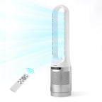 VEVOR Bladeless Tower Fan, 65° Oscillating Standing Fan, 12 Speeds & 4 Modes & 8-Hour Timer, 4.5 m/s High Velocity Floor Air Circulator, Powerful Airflow for Bedroom, Living Room, Home, Office, White
