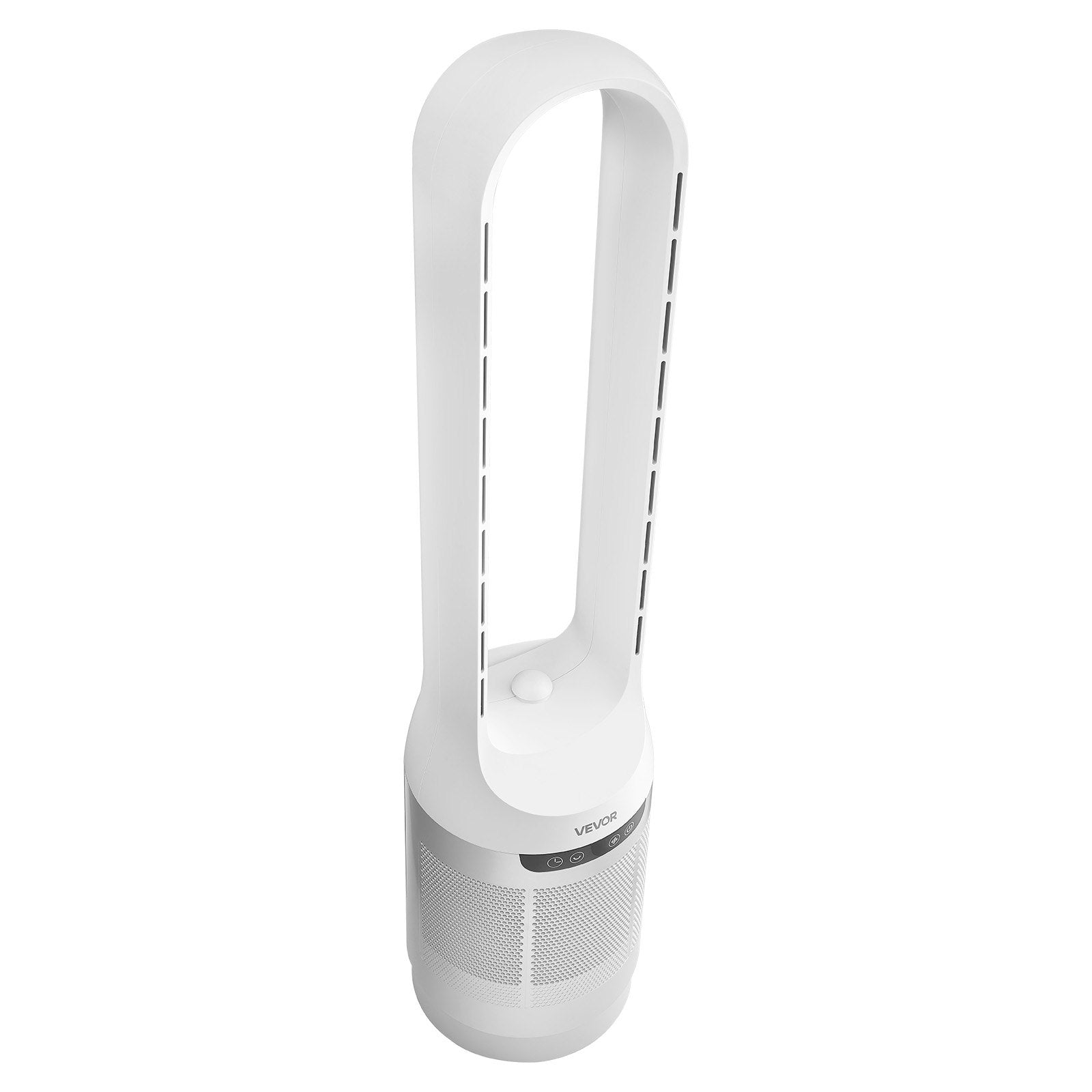 VEVOR Bladeless Tower Fan, 65° Oscillating Standing Fan, 12 Speeds & 4 Modes & 8-Hour Timer, 4.5 m/s High Velocity Floor Air Circulator, Powerful Airflow for Bedroom, Living Room, Home, Office, White