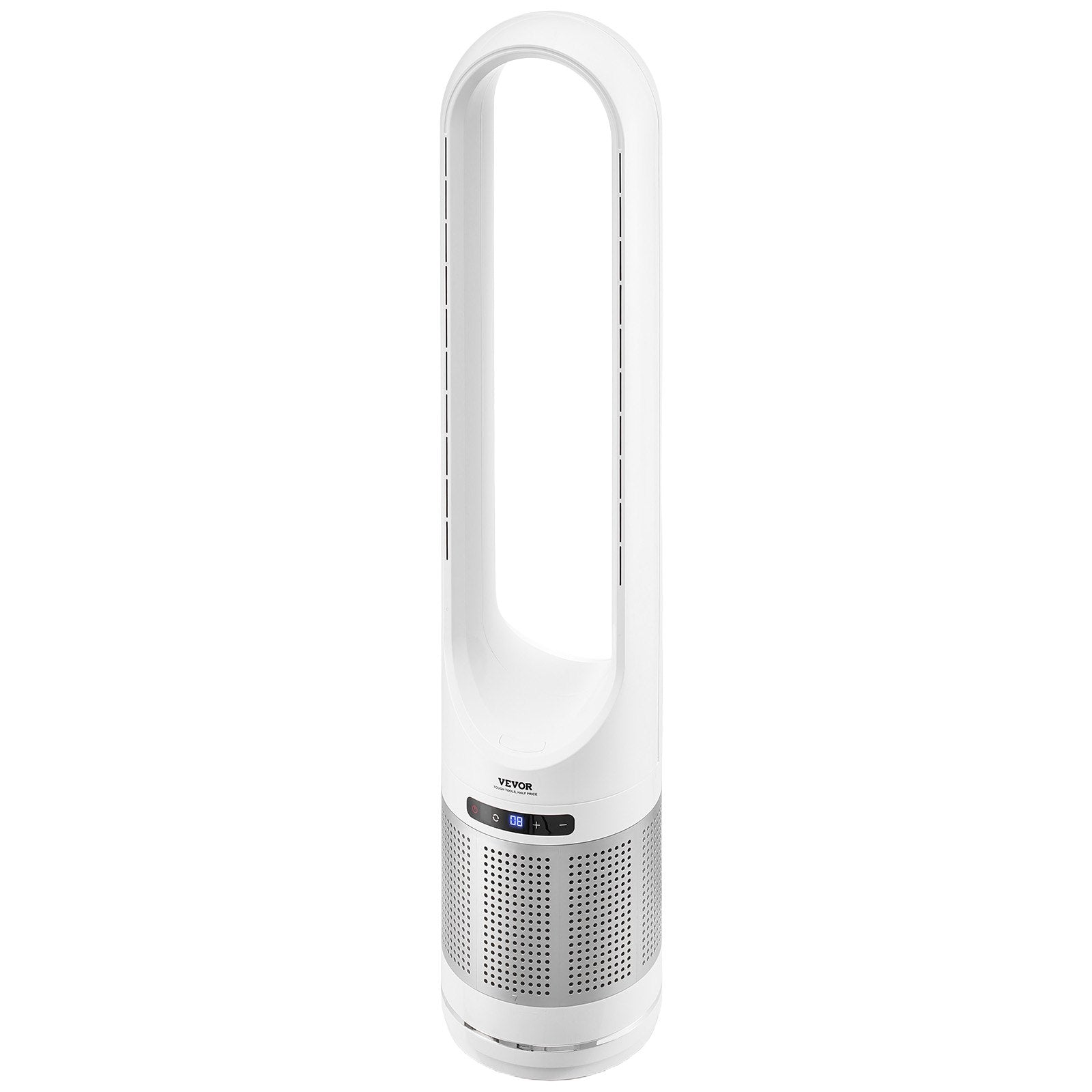 VEVOR Tower Fan Bladeless, 15.4ft/s Velocity Floor Fan that Blows Cold Air, 80° Oscillating 8-Speed Fans, 8H Timer, Standing Fans with H13 HEPA Filtration, Remote Control & Air Purification Mode