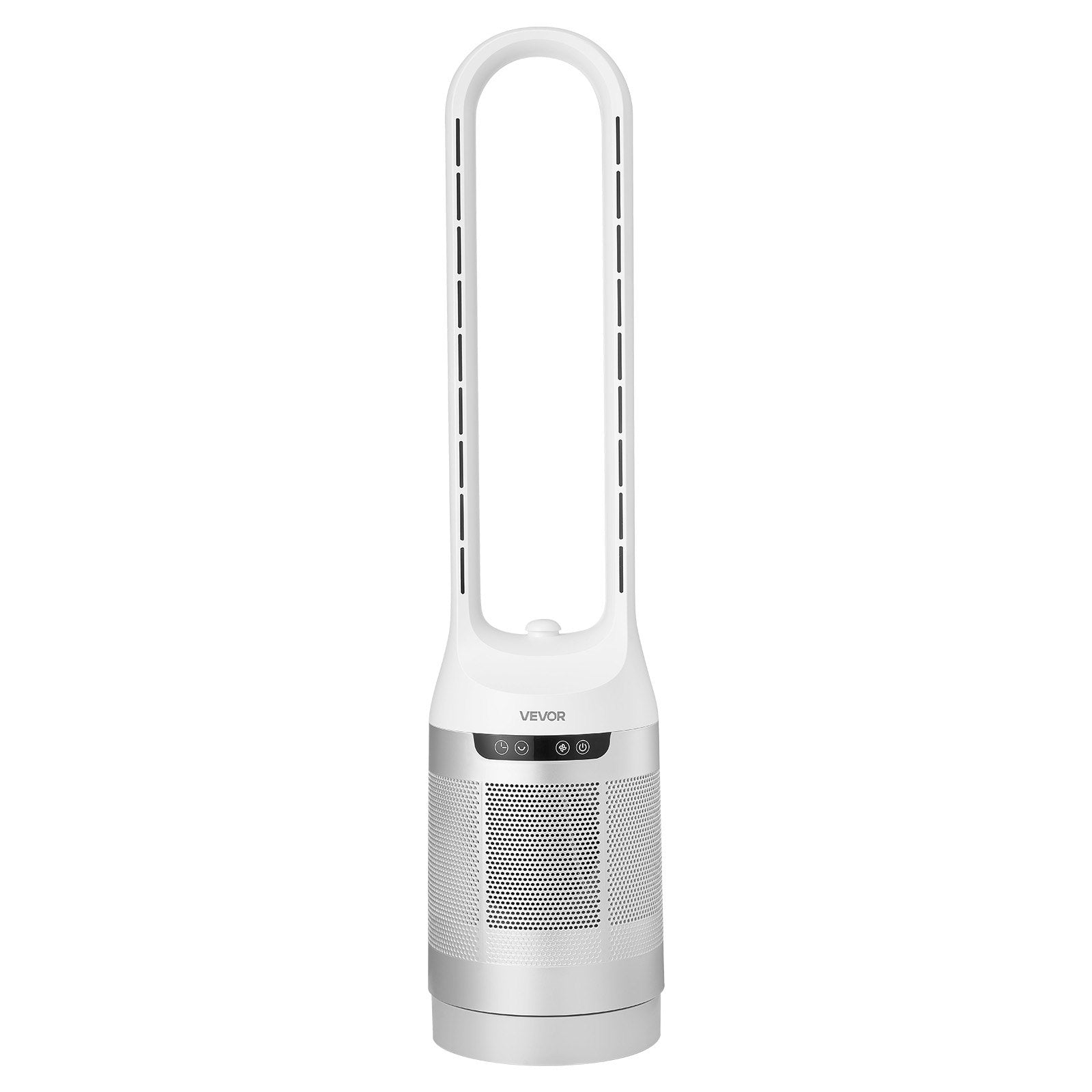 VEVOR Bladeless Tower Fan, 65° Oscillating Standing Fan, 12 Speeds & 4 Modes & 8-Hour Timer, 4.5 m/s High Velocity Floor Air Circulator, Powerful Airflow for Bedroom, Living Room, Home, Office, White
