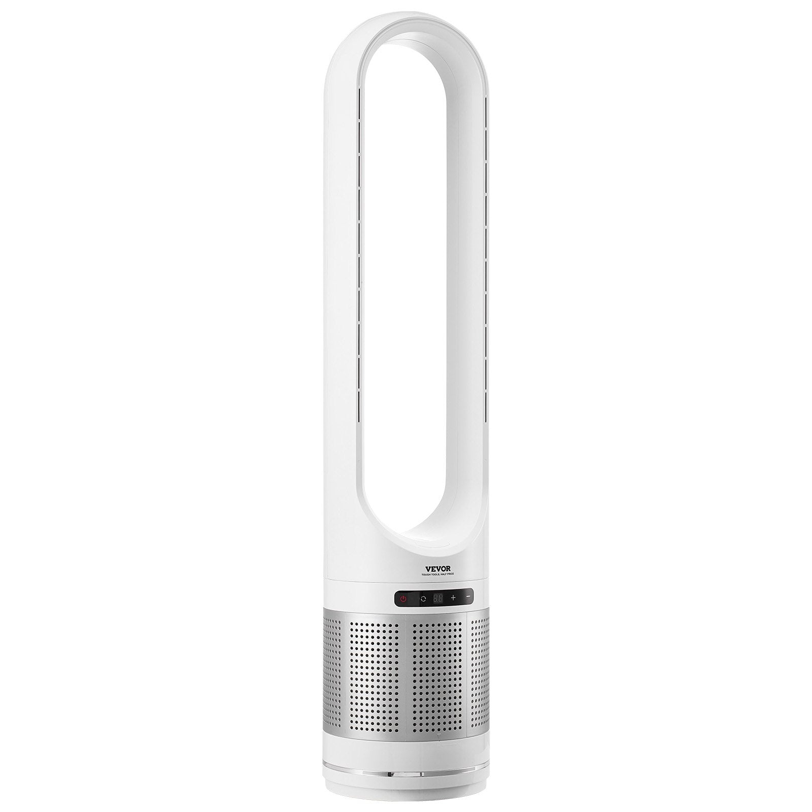 VEVOR Tower Fan Bladeless, 15.4ft/s Velocity Floor Fan that Blows Cold Air, 80° Oscillating 8-Speed Fans, 8H Timer, Standing Fans with H13 HEPA Filtration, Remote Control & Air Purification Mode