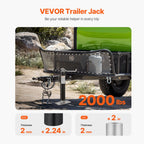 VEVOR Trailer Jack, 2000 lbs Dynamic Load Capacity, Weld-on Pipe-Mount Swivel Trailer Jack, 10" Lift Trailer Jack Stand with Handle for RV Trailer, Horse Trailer, Utility Trailer, and Yacht Trailer