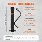 VEVOR Trailer Jack, Trailer Tongue Jack Welding-on 12000 lb Weight Capacity, Trailer Jack Stand with Handle for lifting RV Trailer, Horse Trailer, Utility Trailer, Yacht Trailer