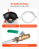 VEVOR Transmission Fluid Pump, 3 L Capacity, Manual Fluid Transfer Pump with 120 cm Long Horse & HDPE Tank, Transmission Oil Pump with PTFE Tape, Manual Automotive Oil Filling System