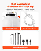 VEVOR Transmission Fluid Pump, 7.5 L Capacity, Manual ATF Refill Kit Fluid Transfer Pump with 8 ATF Adapters & 120cm Outlet Horse, Oil Extractor Dispenser with HDPE Tank for Cars, Lawn Mowers