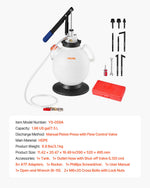 VEVOR Transmission Fluid Pump, 7.5 L Capacity, Manual ATF Refill Kit Fluid Transfer Pump with 8 ATF Adapters & 120cm Outlet Horse, Oil Extractor Dispenser with HDPE Tank for Cars, Lawn Mowers