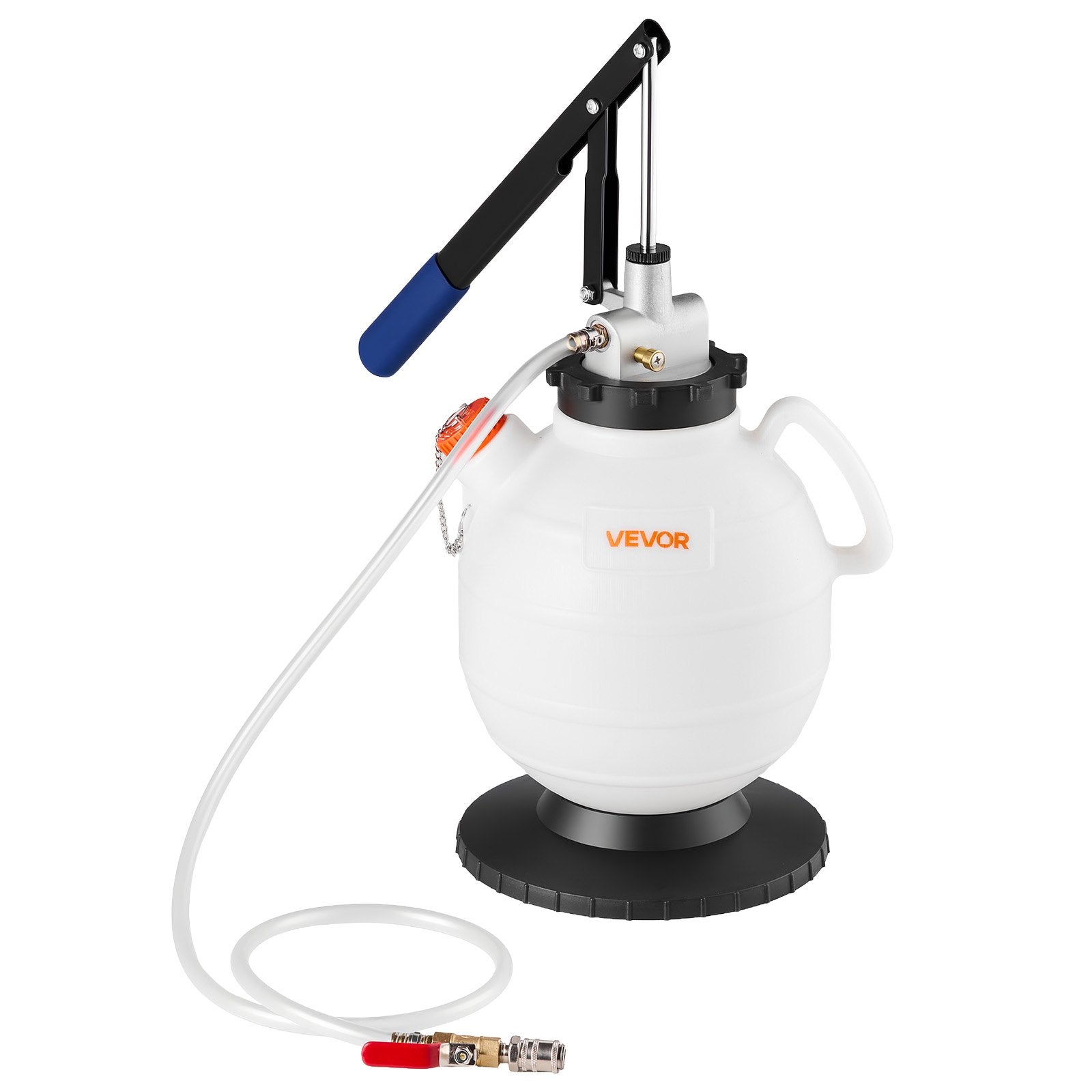 VEVOR Transmission Fluid Pump, 7.5 L Capacity, Manual ATF Refill Kit Fluid Transfer Pump with 8 ATF Adapters & 120cm Outlet Horse, Oil Extractor Dispenser with HDPE Tank for Cars, Lawn Mowers