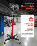 VEVOR Hydraulic Transmission Jack, 1100 lbs / 0.5 Ton Lifting Capacity Telescoping Transmission Jack with Foot Pedal, 360° Swivel Wheel, 127-202 cm High Lifting Height, Lift Hoist for Garage/Shop
