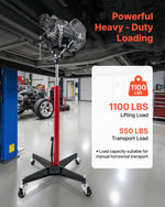 VEVOR Hydraulic Transmission Jack, 1100 lbs / 0.5 Ton Lifting Capacity Telescoping Transmission Jack with Foot Pedal, 360° Swivel Wheel, 127-202 cm High Lifting Height, Lift Hoist for Garage/Shop