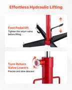 VEVOR Hydraulic Transmission Jack, 1100 lbs / 0.5 Ton Lifting Capacity Telescoping Transmission Jack with Foot Pedal, 360° Swivel Wheel, 127-202 cm High Lifting Height, Lift Hoist for Garage/Shop