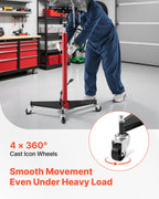 VEVOR Hydraulic Transmission Jack, 1100 lbs / 0.5 Ton Lifting Capacity Telescoping Transmission Jack with Foot Pedal, 360° Swivel Wheel, 127-202 cm High Lifting Height, Lift Hoist for Garage/Shop