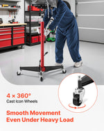 VEVOR Hydraulic Transmission Jack, 1100 lbs / 0.5 Ton Lifting Capacity Telescoping Transmission Jack with Foot Pedal, 360° Swivel Wheel, 127-202 cm High Lifting Height, Lift Hoist for Garage/Shop