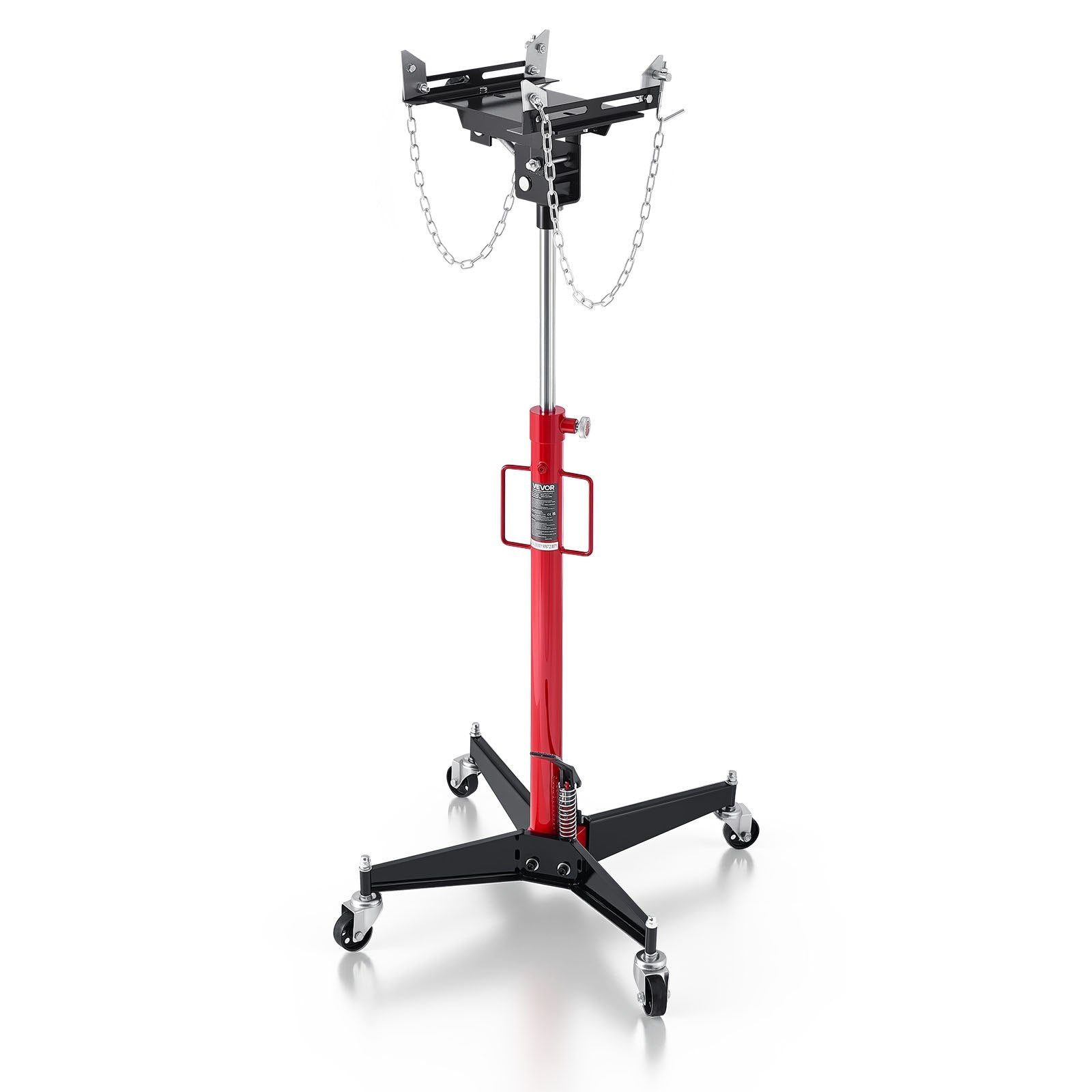 VEVOR Hydraulic Transmission Jack, 1100 lbs / 0.5 Ton Lifting Capacity Telescoping Transmission Jack with Foot Pedal, 360° Swivel Wheel, 127-202 cm High Lifting Height, Lift Hoist for Garage/Shop