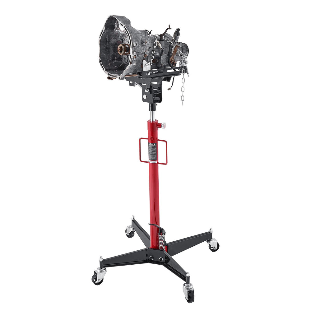 VEVOR Hydraulic Transmission Jack, 1100 lbs / 0.5 Ton Lifting Capacity Telescoping Transmission Jack with Foot Pedal, 360° Swivel Wheel, 127-202 cm High Lifting Height, Lift Hoist for Garage/Shop
