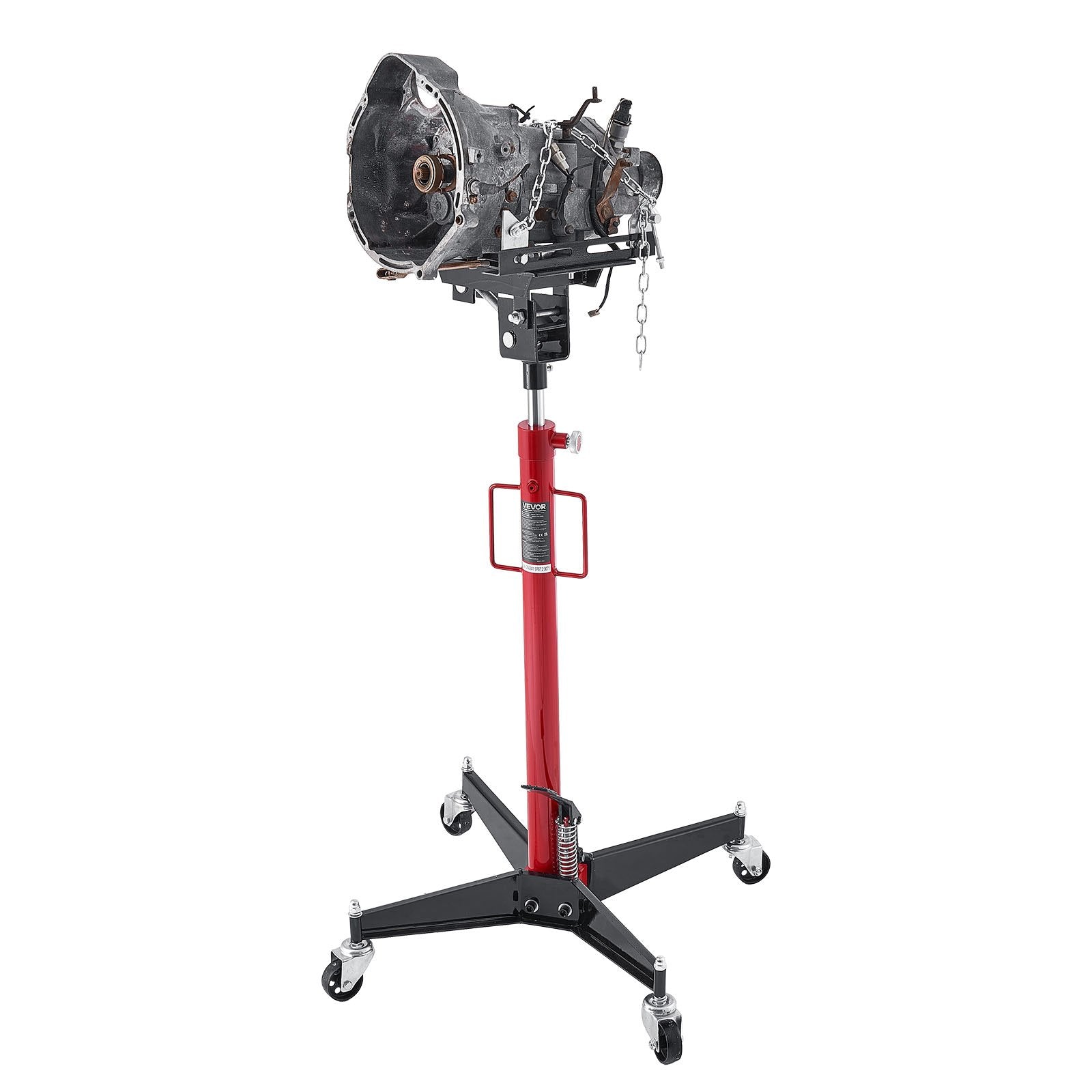 VEVOR Hydraulic Transmission Jack, 1100 lbs / 0.5 Ton Lifting Capacity Telescoping Transmission Jack with Foot Pedal, 360° Swivel Wheel, 127-202 cm High Lifting Height, Lift Hoist for Garage/Shop